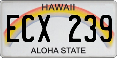 HI license plate ECX239