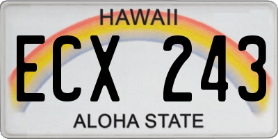 HI license plate ECX243