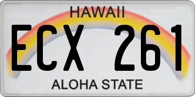 HI license plate ECX261