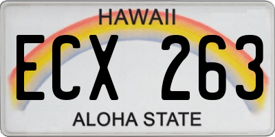 HI license plate ECX263