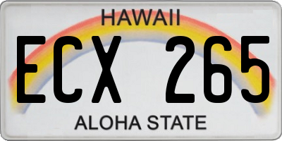 HI license plate ECX265