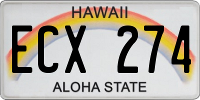 HI license plate ECX274