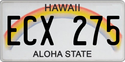 HI license plate ECX275