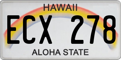HI license plate ECX278