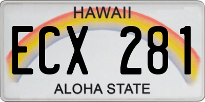 HI license plate ECX281