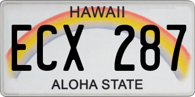 HI license plate ECX287