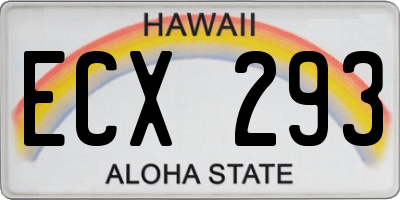 HI license plate ECX293