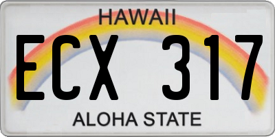 HI license plate ECX317