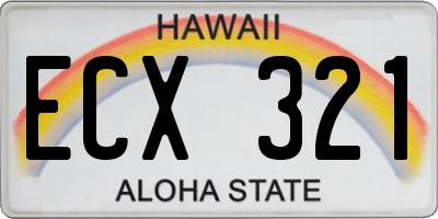 HI license plate ECX321