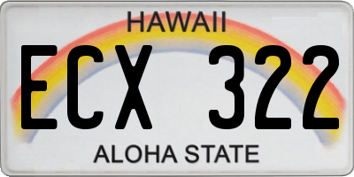 HI license plate ECX322