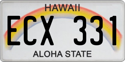 HI license plate ECX331