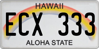HI license plate ECX333