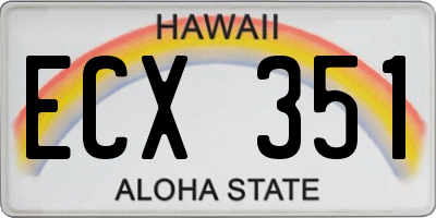 HI license plate ECX351