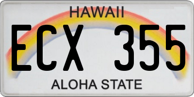 HI license plate ECX355
