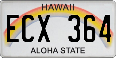 HI license plate ECX364