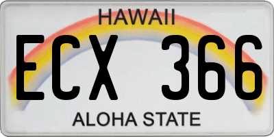 HI license plate ECX366