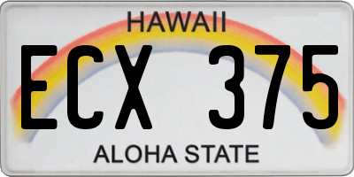 HI license plate ECX375