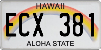 HI license plate ECX381