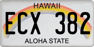 HI license plate ECX382