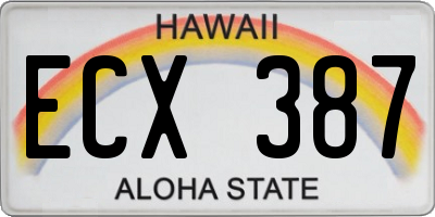 HI license plate ECX387