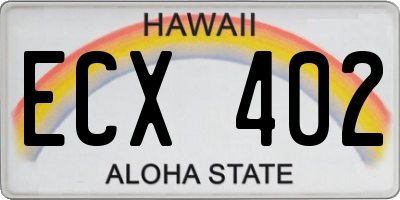 HI license plate ECX402