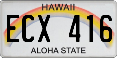 HI license plate ECX416