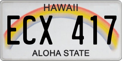 HI license plate ECX417