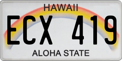 HI license plate ECX419