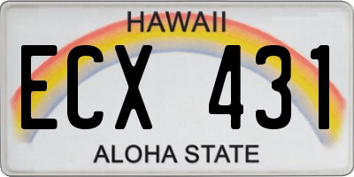 HI license plate ECX431