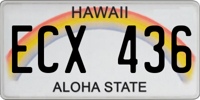 HI license plate ECX436