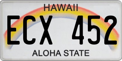 HI license plate ECX452