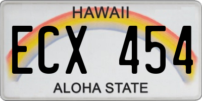 HI license plate ECX454