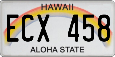 HI license plate ECX458