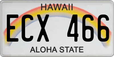 HI license plate ECX466