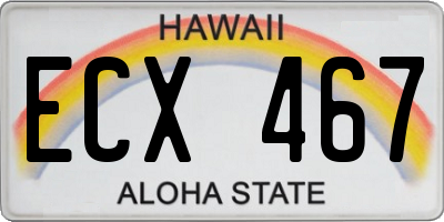 HI license plate ECX467