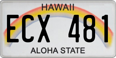 HI license plate ECX481