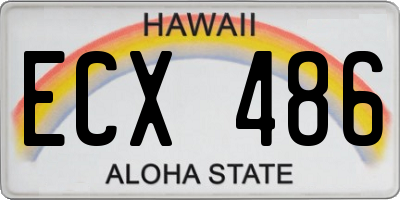 HI license plate ECX486