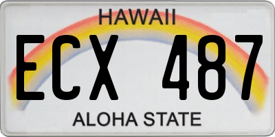 HI license plate ECX487