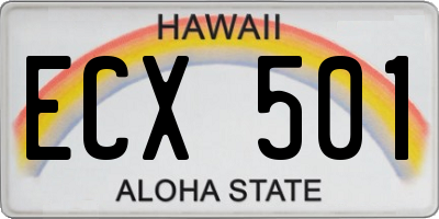 HI license plate ECX501