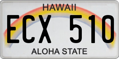 HI license plate ECX510