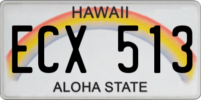 HI license plate ECX513