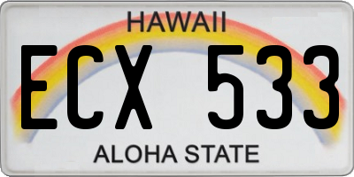 HI license plate ECX533
