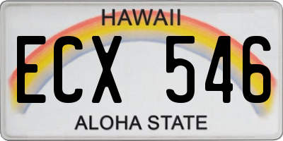 HI license plate ECX546