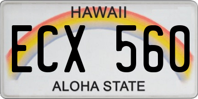 HI license plate ECX560