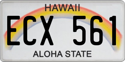 HI license plate ECX561