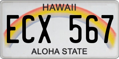 HI license plate ECX567