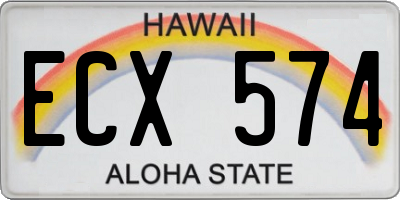 HI license plate ECX574
