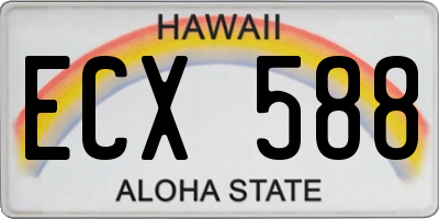 HI license plate ECX588