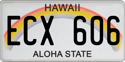 HI license plate ECX606