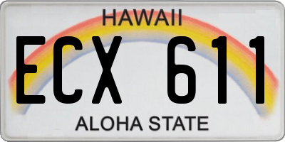 HI license plate ECX611